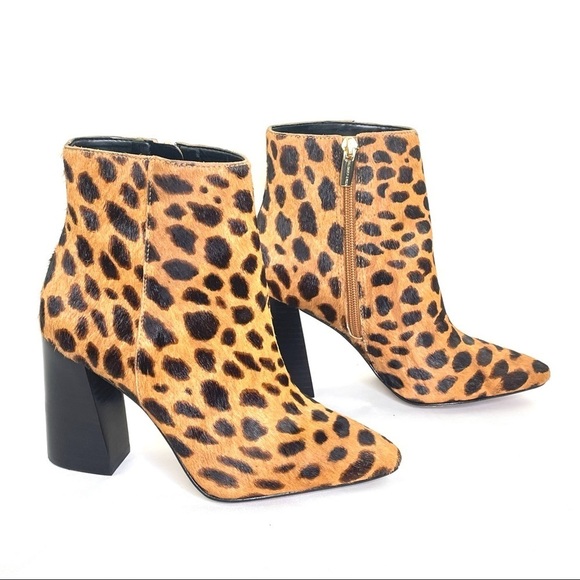 Vince Camuto Thelmin Leopard Print Calf-Hair Booties - Picture 4 of 12